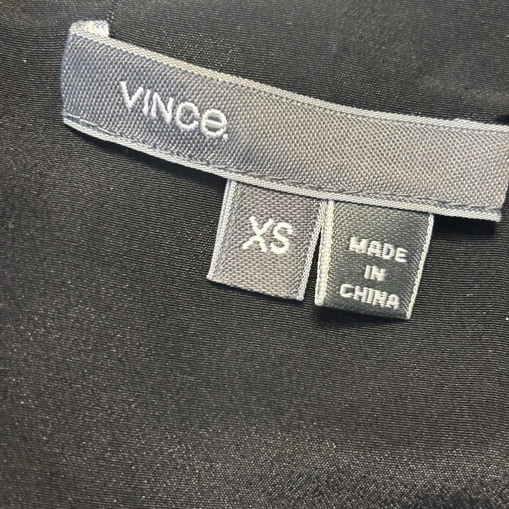 VINCE. Black Silk V-Neck, Blouse Size XS - Picture 3 of 8